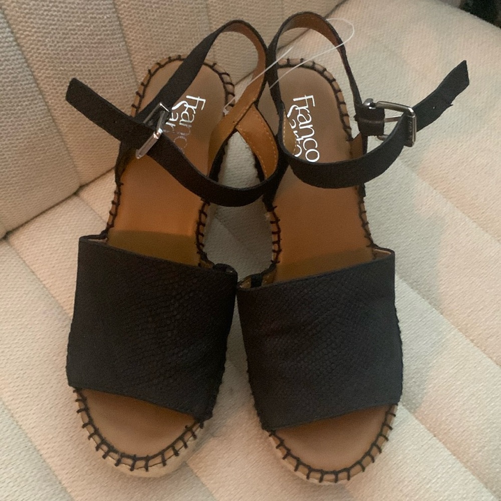 Franco Sarto Snakeskin Espadrille Sandals Franco Sarto Black